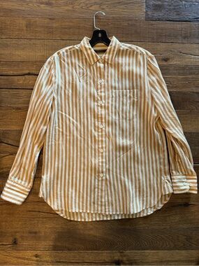 Jenni Kayne Cream & Tan Striped Button-Down Shirt